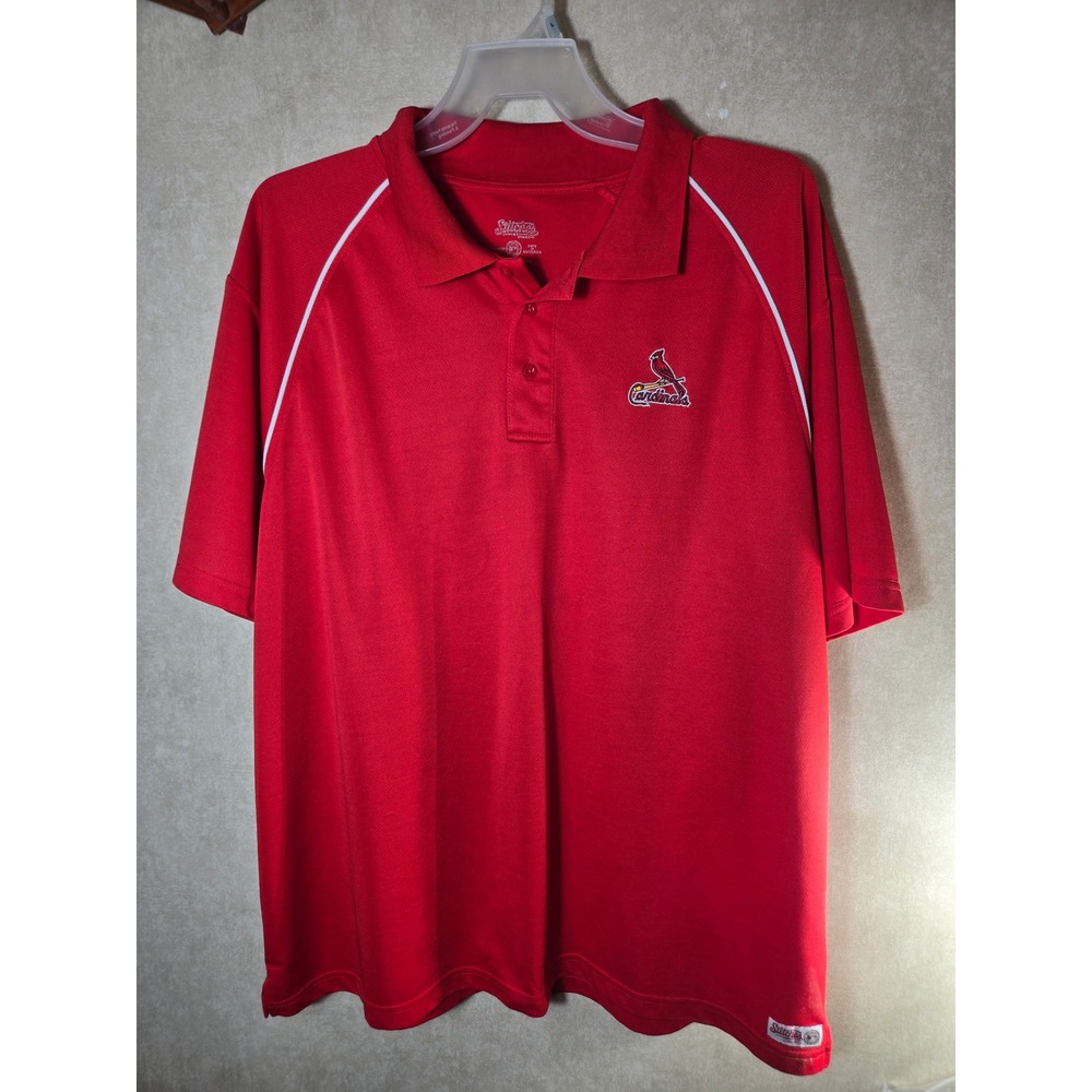 Stitches St Louis Cardinals MLB Polo Shirt Mens 2XL Red Short Sleeve Performance